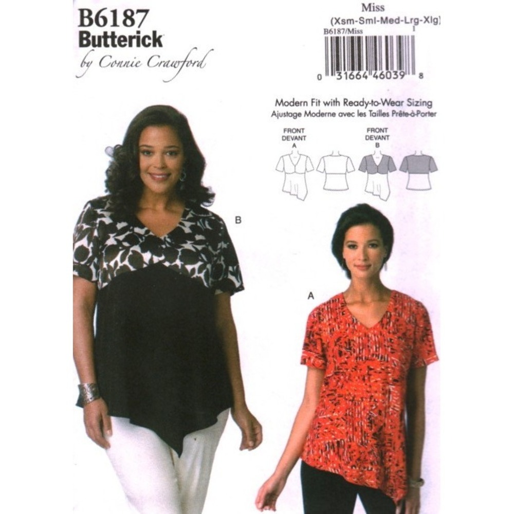 Butterick B6187 Connie Crawford Misses Womens Top Sewing Pattern XS-XL UNCUT